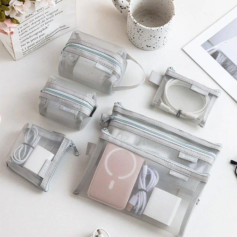 6 sacs de rangement transparents en maille pour pièces de monnaie et articles divers, pochettes organisatrices de cartes 3D portables, sacs cosmétiques, sacs de rangement de voyage - FATAON6 sacs de rangement transparents en maille pour pièces de monnaie et articles divers, pochettes organisatrices de cartes 3D portables, sacs cosmétiques, sacs de rangement de voyageMode FemmeFATAON