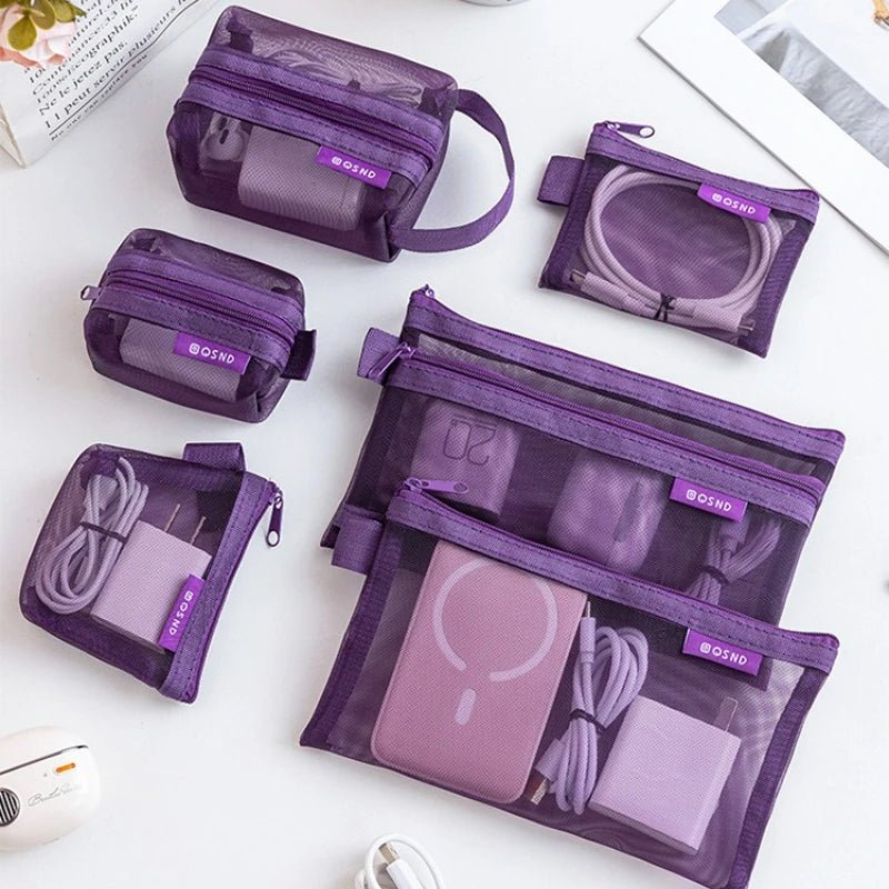 6 sacs de rangement transparents en maille pour pièces de monnaie et articles divers, pochettes organisatrices de cartes 3D portables, sacs cosmétiques, sacs de rangement de voyage - FATAON6 sacs de rangement transparents en maille pour pièces de monnaie et articles divers, pochettes organisatrices de cartes 3D portables, sacs cosmétiques, sacs de rangement de voyageMode FemmeFATAON