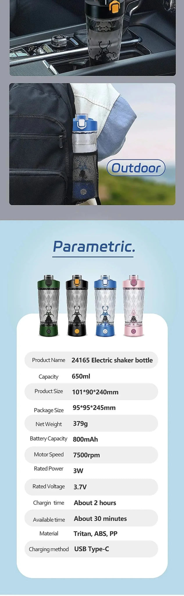 650ml Electric Protein Powder Mixing Cup Automatic Shaker Bottle Mixer Shake Bottle Milk Coffee Blender Kettle fro Gym Outdoor - Fix & Go650ml Electric Protein Powder Mixing Cup Automatic Shaker Bottle Mixer Shake Bottle Milk Coffee Blender Kettle fro Gym OutdoorFitness & SportFix & Go
