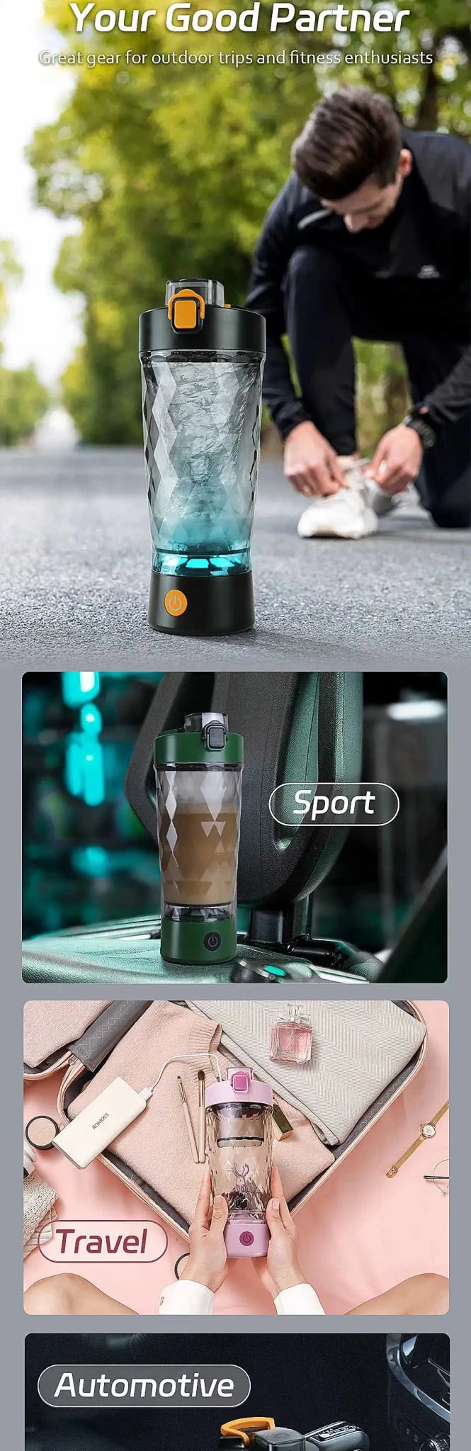 650ml Electric Protein Powder Mixing Cup Automatic Shaker Bottle Mixer Shake Bottle Milk Coffee Blender Kettle fro Gym Outdoor - Fix & Go650ml Electric Protein Powder Mixing Cup Automatic Shaker Bottle Mixer Shake Bottle Milk Coffee Blender Kettle fro Gym OutdoorFitness & SportFix & Go