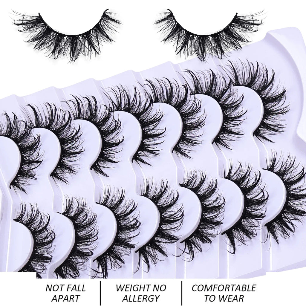 7 Pairs Fashionable Wet - Style False Eyelashes Set - D Curl Doll/Cat Eye/Anime/Cosplay Look,For Special Occasions and Daily Wear - Fix & Go7 Pairs Fashionable Wet - Style False Eyelashes Set - D Curl Doll/Cat Eye/Anime/Cosplay Look,For Special Occasions and Daily WearFix & Go