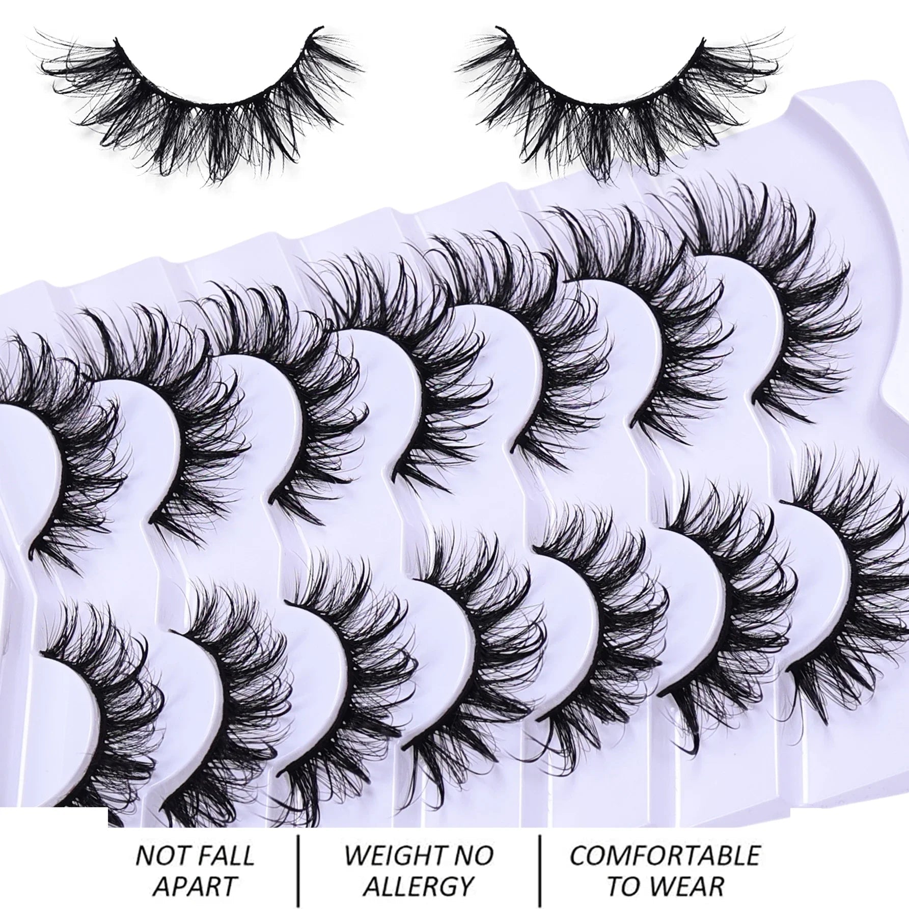 7 Pairs Fashionable Wet - Style False Eyelashes Set - D Curl Doll/Cat Eye/Anime/Cosplay Look,For Special Occasions and Daily Wear - Fix & Go7 Pairs Fashionable Wet - Style False Eyelashes Set - D Curl Doll/Cat Eye/Anime/Cosplay Look,For Special Occasions and Daily WearFix & Go