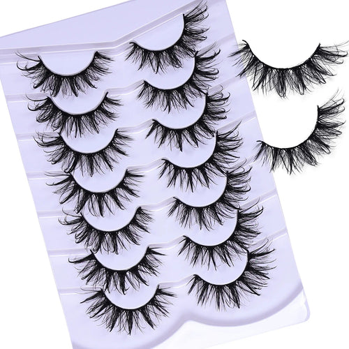 7 Pairs Fashionable Wet - Style False Eyelashes Set - D Curl Doll/Cat Eye/Anime/Cosplay Look,For Special Occasions and Daily Wear - Fix & Go7 Pairs Fashionable Wet - Style False Eyelashes Set - D Curl Doll/Cat Eye/Anime/Cosplay Look,For Special Occasions and Daily WearFix & Go