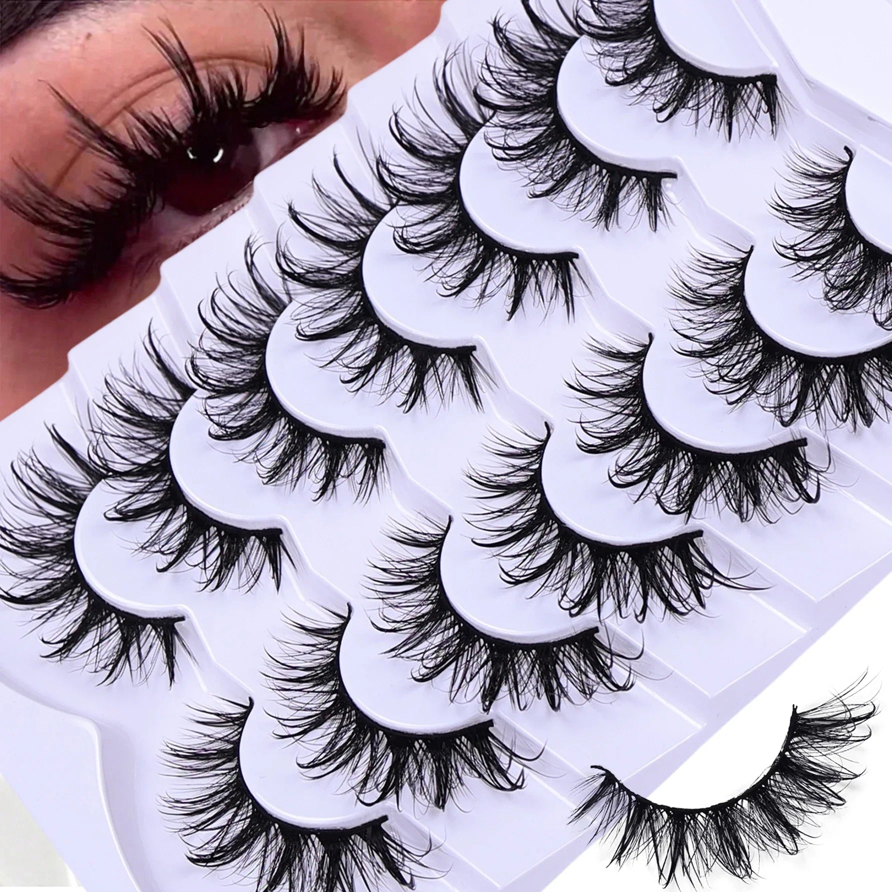 7 Pairs Fashionable Wet - Style False Eyelashes Set - D Curl Doll/Cat Eye/Anime/Cosplay Look,For Special Occasions and Daily Wear - Fix & Go7 Pairs Fashionable Wet - Style False Eyelashes Set - D Curl Doll/Cat Eye/Anime/Cosplay Look,For Special Occasions and Daily WearFix & Go