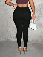 Leggings taille haute pour femmes, couleur unie, Sexy, taille élastique, pantalon de Yoga décontracté, toutes saisons
