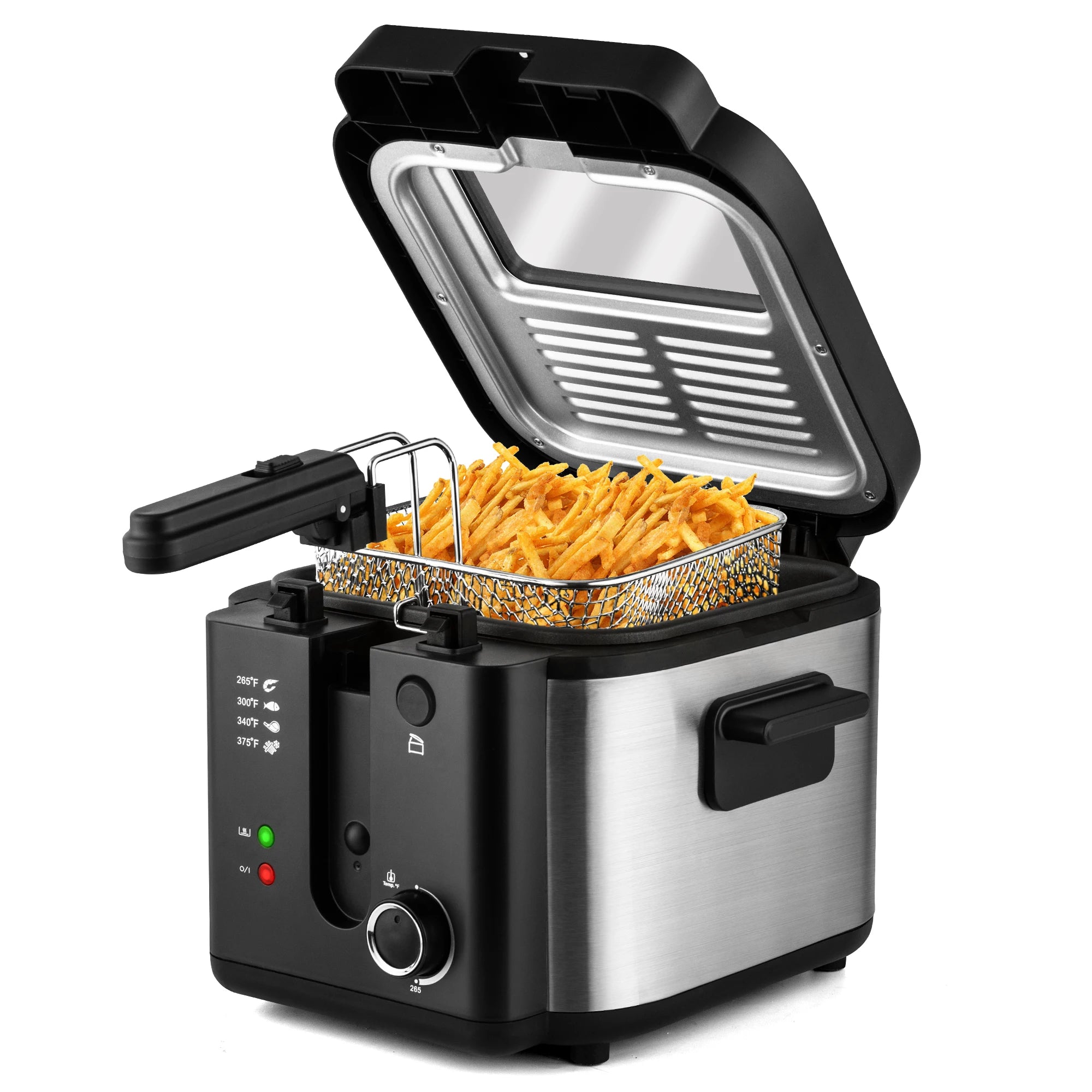 Friteuse électrique 2,5 L 1500 W (prise US) grande capacité pour comptoir, idéale pour poulet frit et frites, certifiée UL