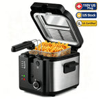 Friteuse électrique 2,5 L 1500 W (prise US) grande capacité pour comptoir, idéale pour poulet frit et frites, certifiée UL