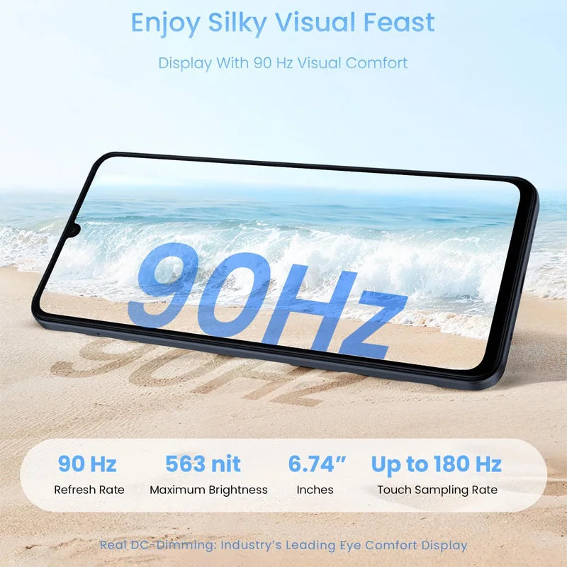 Smartphone Realme Note 70T AI, version mondiale, écran 6,75 pouces 90 Hz, batterie 6000 mAh, appareil photo AI 13 MP, chipset octa-core, IP54