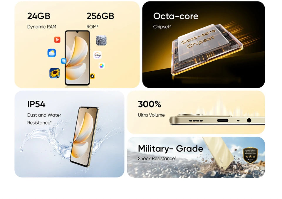 Smartphone Realme Note 70T AI, version mondiale, écran 6,75 pouces 90 Hz, batterie 6000 mAh, appareil photo AI 13 MP, chipset octa-core, IP54