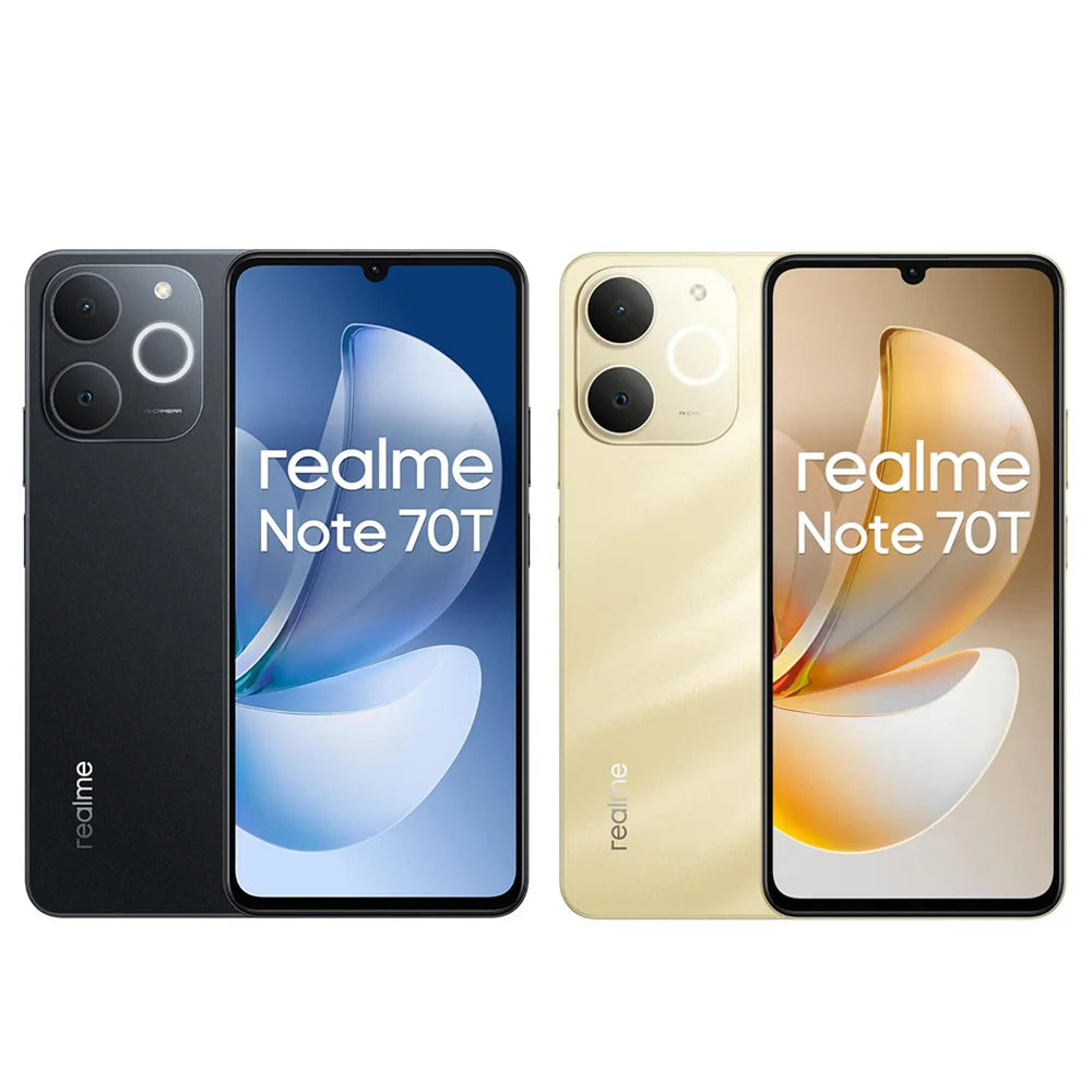 Smartphone Realme Note 70T AI, version mondiale, écran 6,75 pouces 90 Hz, batterie 6000 mAh, appareil photo AI 13 MP, chipset octa-core, IP54