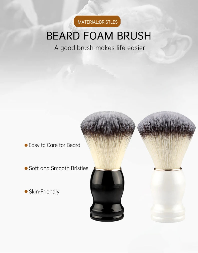 Brosse à barbe pinceaux de maquillage RANCAI – brosse à barbe avec manche en bois pour hommes, 1 pièce, accessoire de maquillage, pour Salon de coiffure, rasage moussant, ensemble d'outils de nettoyage du visage