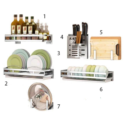 Factory Wholesale Custom Diy Kitchen 304 Stainless Steel Wall Dish Spice Racks Rust-proof Shelf