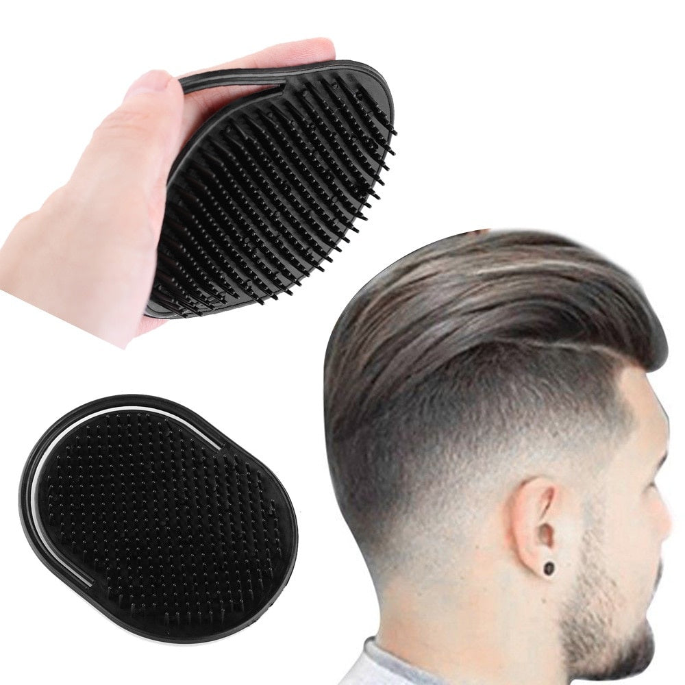 Peigne à shampoing de poche pour hommes, 1 pièce, barbe, moustache, paume, cuir chevelu, Massage, soins capillaires noirs, brosse Portable de voyage, outils de coiffure