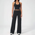 CIYING Women High Waisted Wide Leg Yoga Pants and Crop Top Set Custom Wide Leg Yoga Pants Vest Crop Top Casual Pants Set