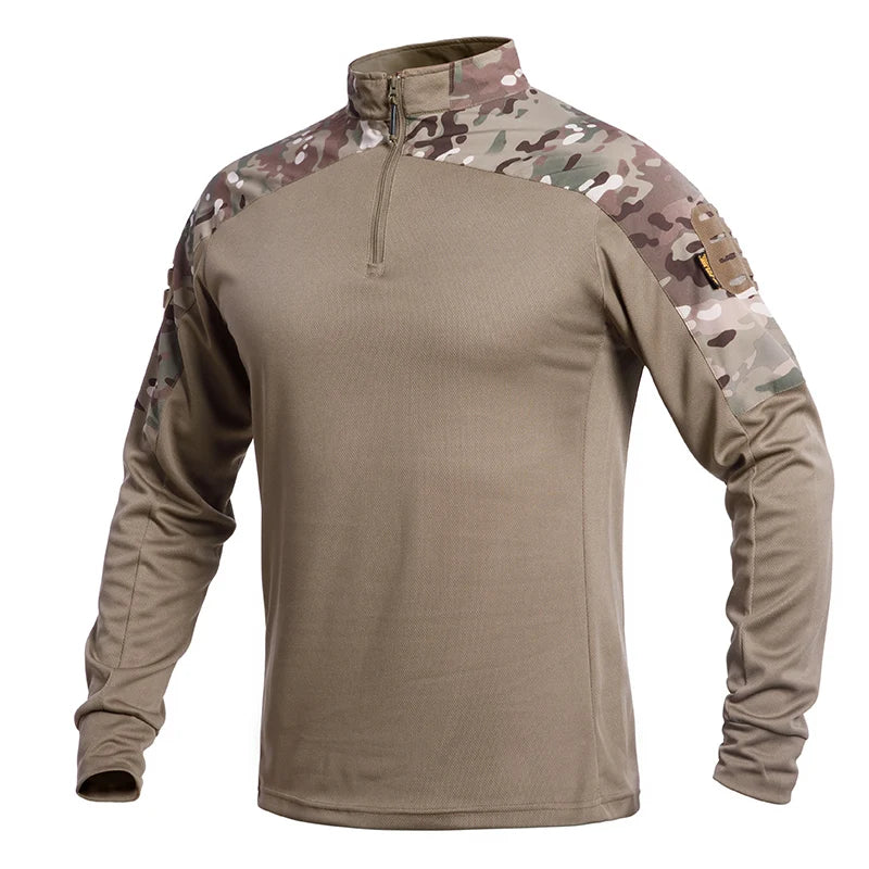 Outdoor Tactical Casual Single Guide Long-Sleeved Frog Suit Breathable Elastic Regular Fit Washed Blank Camouflage