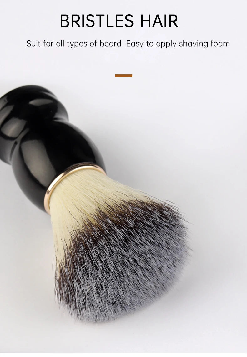 Brosse à barbe pinceaux de maquillage RANCAI – brosse à barbe avec manche en bois pour hommes, 1 pièce, accessoire de maquillage, pour Salon de coiffure, rasage moussant, ensemble d'outils de nettoyage du visage