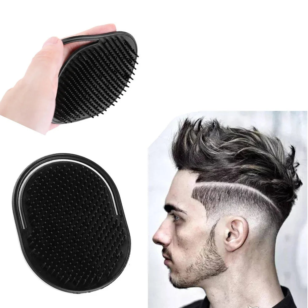 Peigne à shampoing de poche pour hommes, 1 pièce, barbe, moustache, paume, cuir chevelu, Massage, soins capillaires noirs, brosse Portable de voyage, outils de coiffure