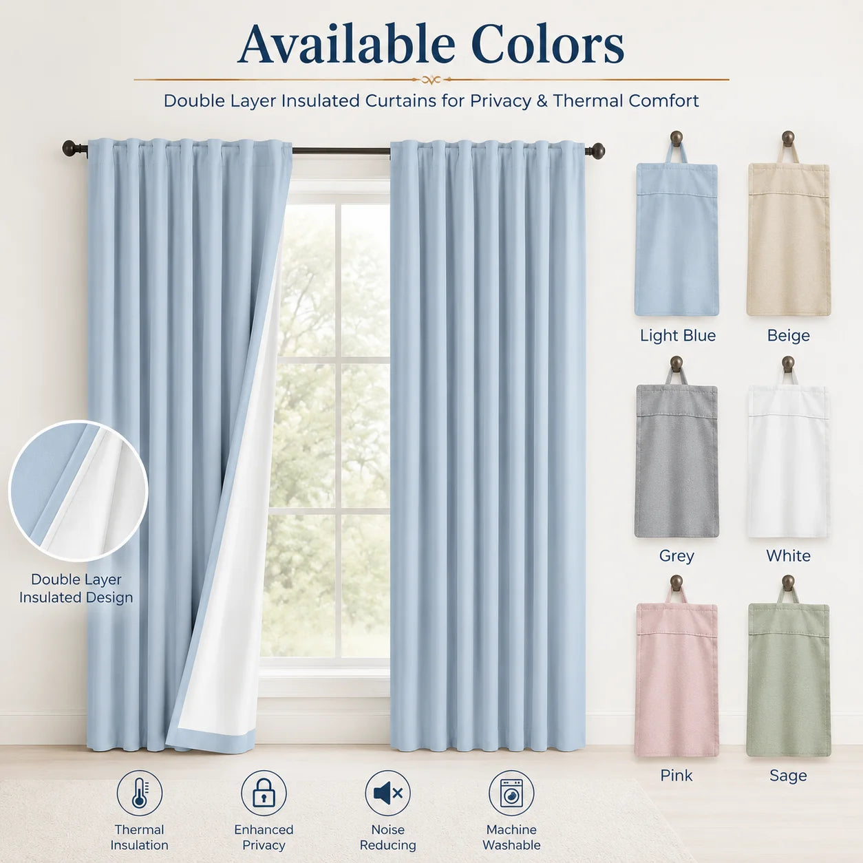 Factory's Grommet Soundproof Floor-to-Ceiling Window Curtains Modern Bathroom Insulated All-Season Built-In Translucent High-End