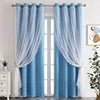 Cross-border for Exclusive Customized Polyester Lace Double-layer Sheer Curtains Grommet Left/Right Biparting Open Curtains