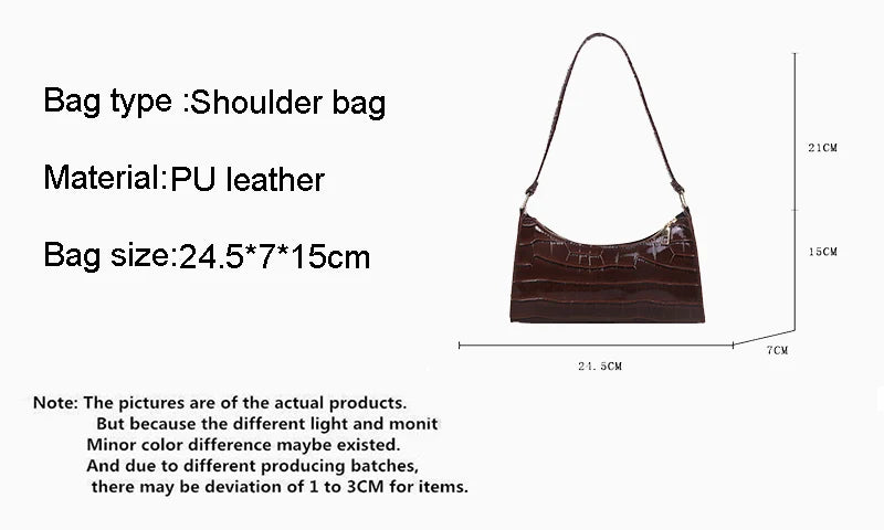 Sacs en cuir PU pour femmes, sac à main à motif d'alligator, petit sac messager sous les bras