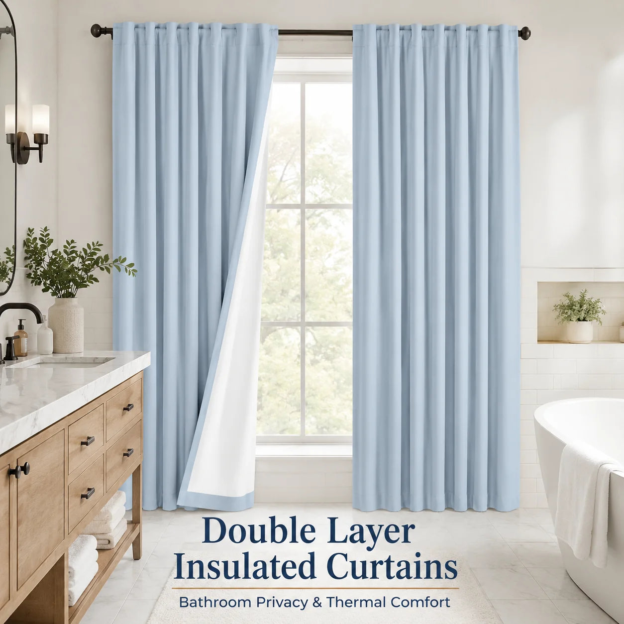 Factory's Grommet Soundproof Floor-to-Ceiling Window Curtains Modern Bathroom Insulated All-Season Built-In Translucent High-End