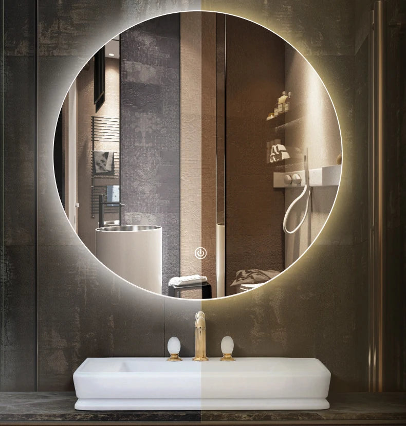 Customized Circular Bathroom LED Wall Mirror Factory Wall Mounted Backlight Mirror Hotel Adjustable Brightness Color Temperature