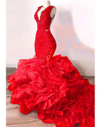 Robe de Soirée de Forme Sirène en Dentelle, Tenue Luxueuse, Bleu Royal, Perlée, à Volants Astronomiques Bouffants, Longue, de Bal, Sexy, pour Donura
