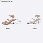 Sandales à Lanières de Rinçage pour Femme, Estivale, Sexy, ix, Parka Ouverte, Talons Hauts, Mode, Beige, Abricot, Un Mot, 2026