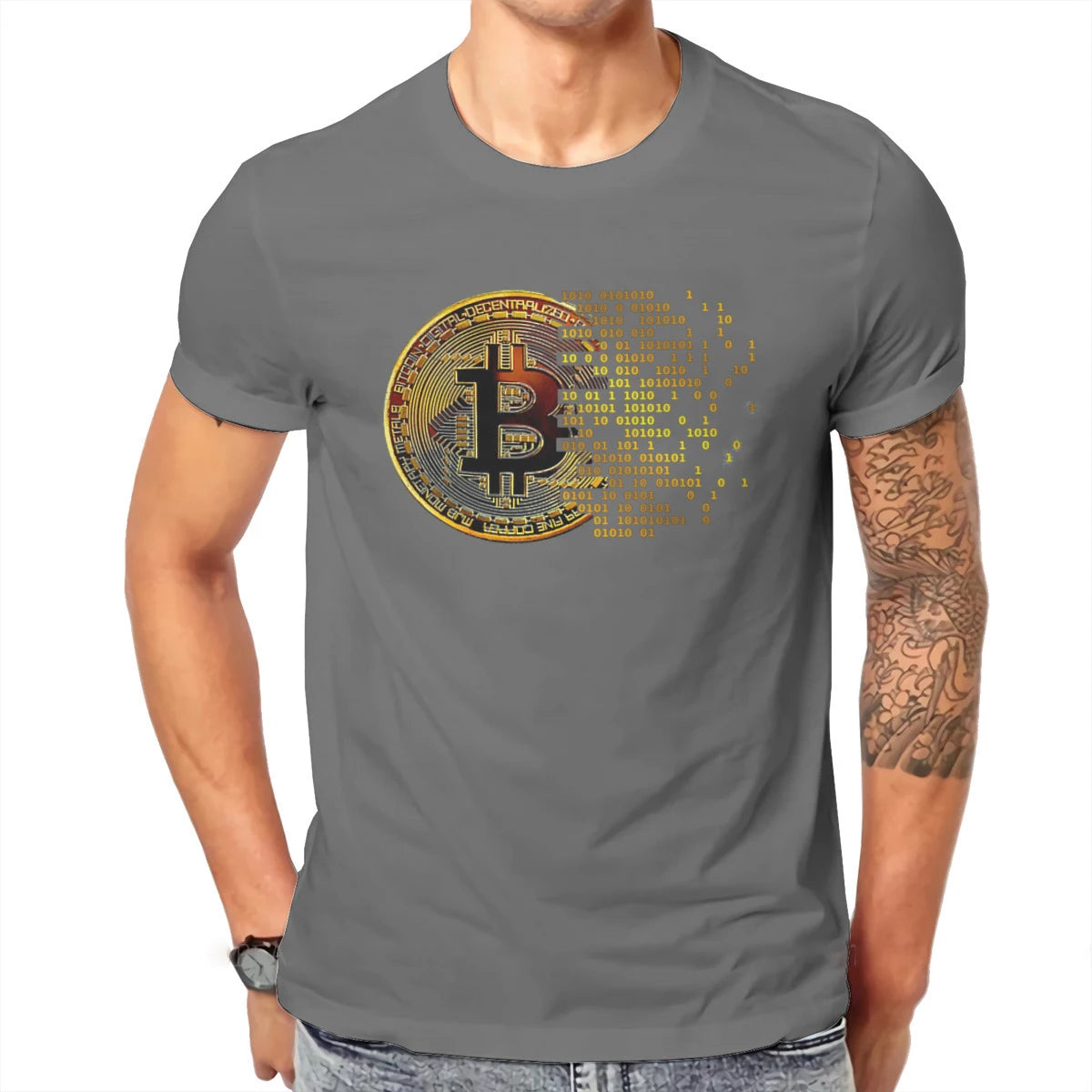Crypto crypto-monnaie j'aime Bitcoin Art t-shirt classique graphique hommes t-shirts hauts ample coton col rond t-shirt