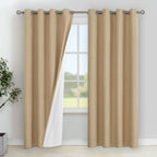 Winter Thermal Insulated Blackout Curtains for Bedroom & Living Room Full-Window Grommets Drapes in Black Blackout Room