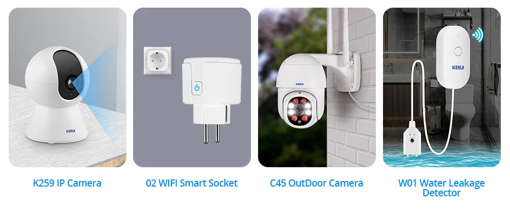 KERUI W181 Kit de système d'alarme WIFI GSM avec capteur de porte/fenêtre pour la sécurité à domicile Support Alexa Tuya application intelligente télécommande