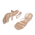 Sandales à Lanières de Rinçage pour Femme, Estivale, Sexy, ix, Parka Ouverte, Talons Hauts, Mode, Beige, Abricot, Un Mot, 2026