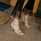 Sandales à Lanières de Rinçage pour Femme, Estivale, Sexy, ix, Parka Ouverte, Talons Hauts, Mode, Beige, Abricot, Un Mot, 2026