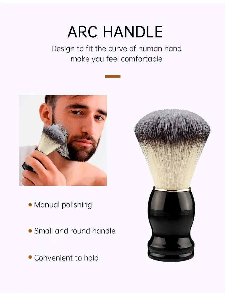 Brosse à barbe pinceaux de maquillage RANCAI – brosse à barbe avec manche en bois pour hommes, 1 pièce, accessoire de maquillage, pour Salon de coiffure, rasage moussant, ensemble d'outils de nettoyage du visage