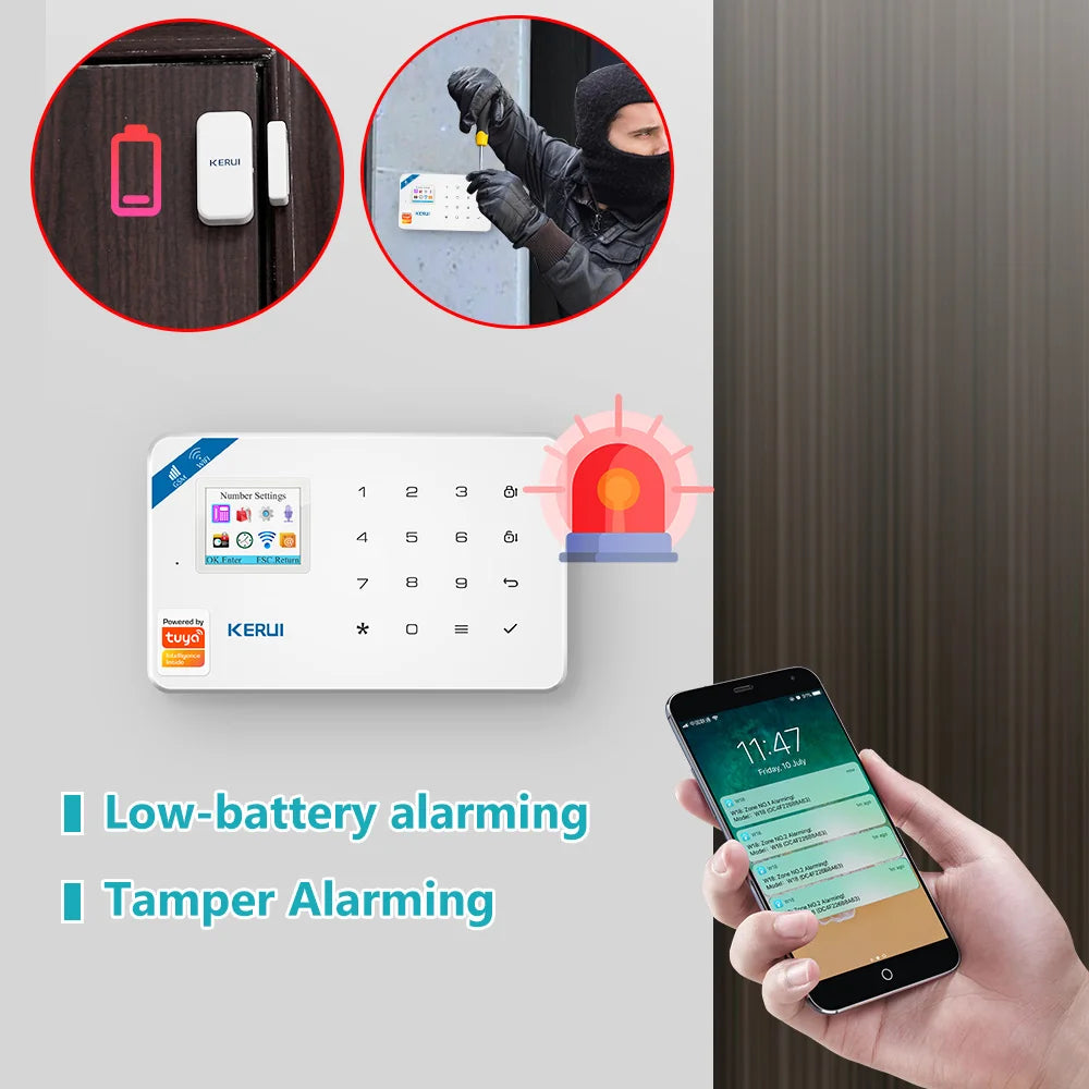 KERUI W184-Capteur de mouvement intelligent Tuya, 4G, WiFi, 101 unité de système d'alarme, sans fil, compatible Alexa, anti-cambriolage, contrôle à domicile