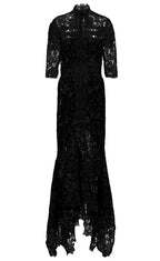 Robe en dentelle bleue mature légère, robe irrégulière, coupe haute et basse, longue, à la mode
