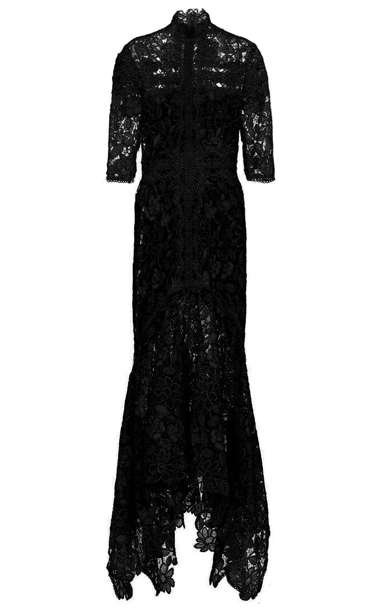 Robe en dentelle bleue mature légère, robe irrégulière, coupe haute et basse, longue, à la mode