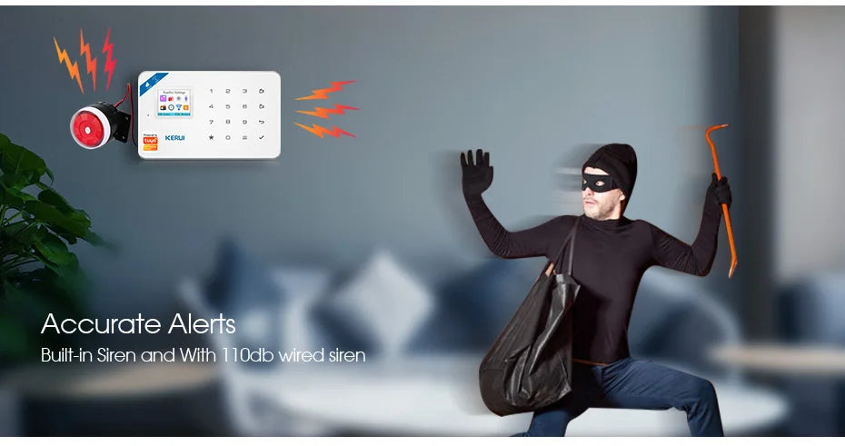 KERUI W184-Capteur de mouvement intelligent Tuya, 4G, WiFi, 101 unité de système d'alarme, sans fil, compatible Alexa, anti-cambriolage, contrôle à domicile