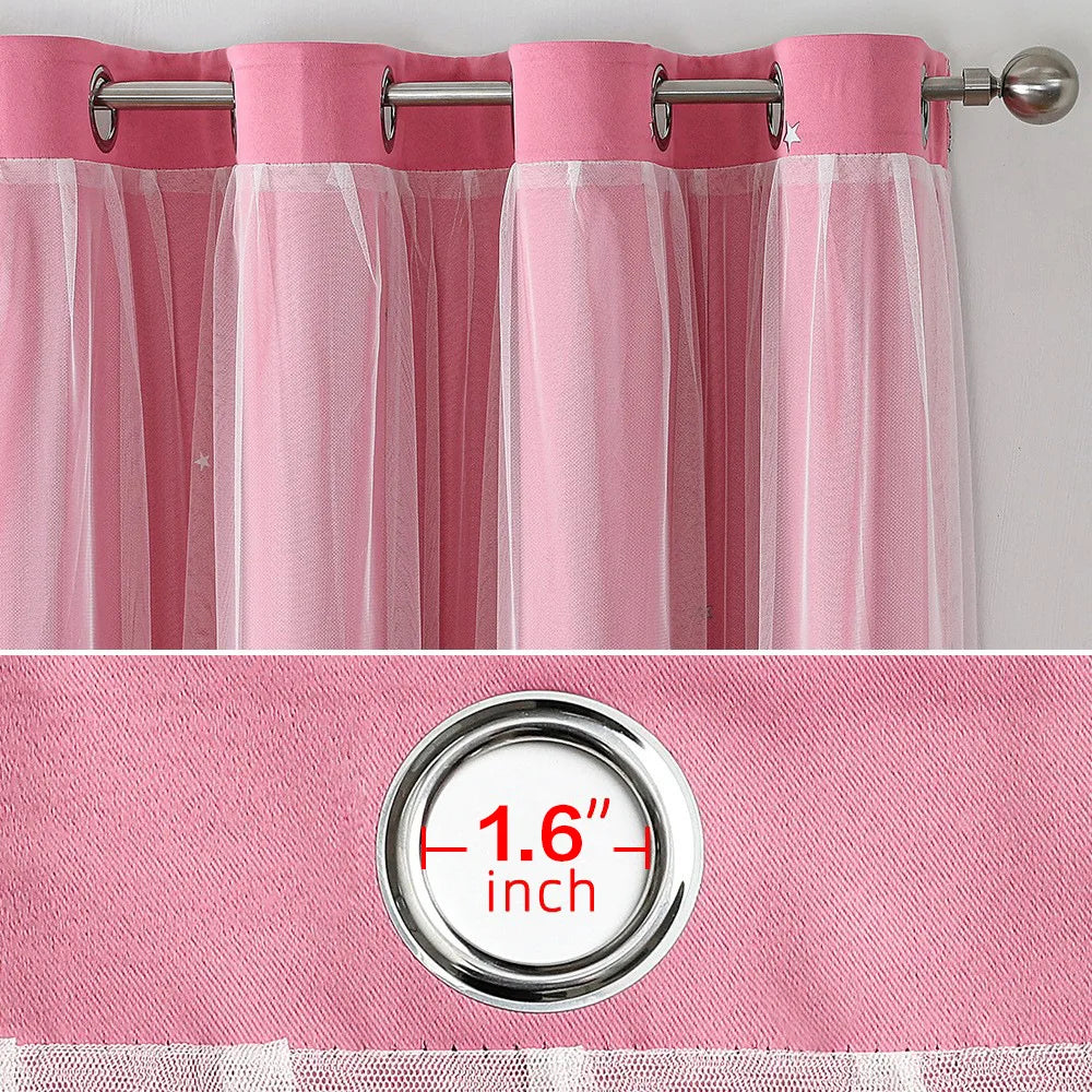 Cross-border for Exclusive Customized Polyester Lace Double-layer Sheer Curtains Grommet Left/Right Biparting Open Curtains