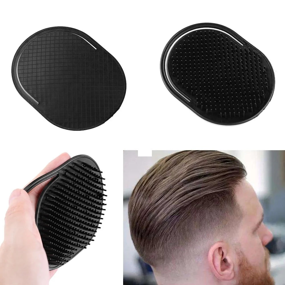 Peigne à shampoing de poche pour hommes, 1 pièce, barbe, moustache, paume, cuir chevelu, Massage, soins capillaires noirs, brosse Portable de voyage, outils de coiffure