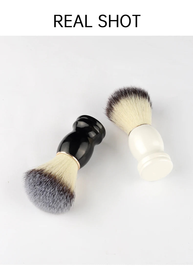 Brosse à barbe pinceaux de maquillage RANCAI – brosse à barbe avec manche en bois pour hommes, 1 pièce, accessoire de maquillage, pour Salon de coiffure, rasage moussant, ensemble d'outils de nettoyage du visage