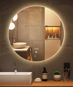 Customized Circular Bathroom LED Wall Mirror Factory Wall Mounted Backlight Mirror Hotel Adjustable Brightness Color Temperature