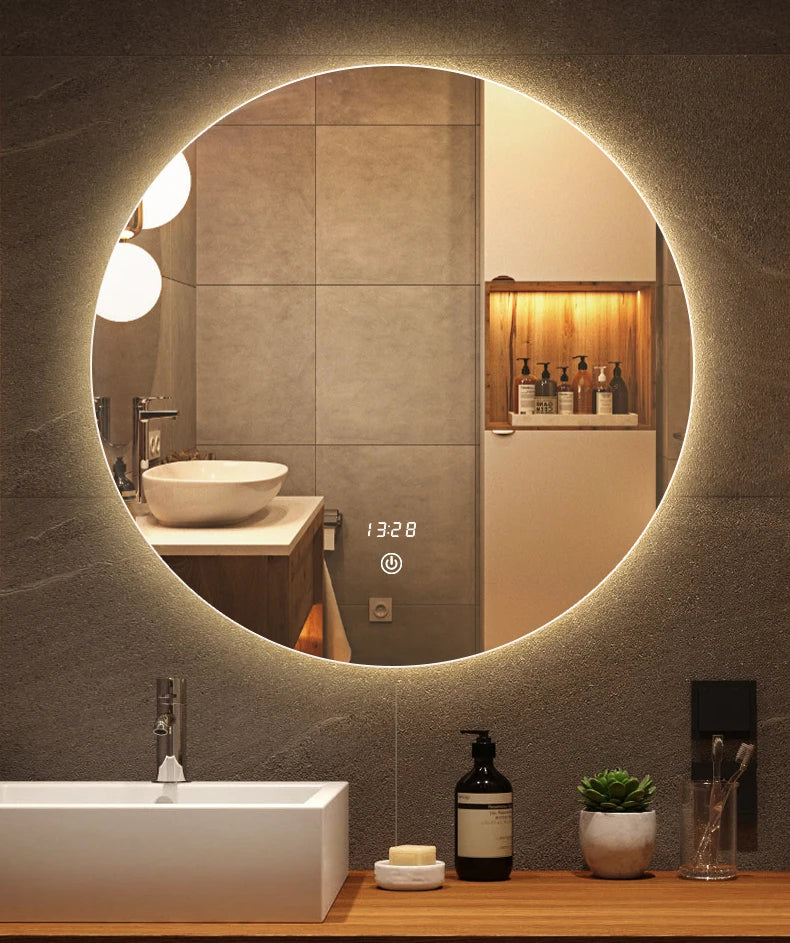 Customized Circular Bathroom LED Wall Mirror Factory Wall Mounted Backlight Mirror Hotel Adjustable Brightness Color Temperature