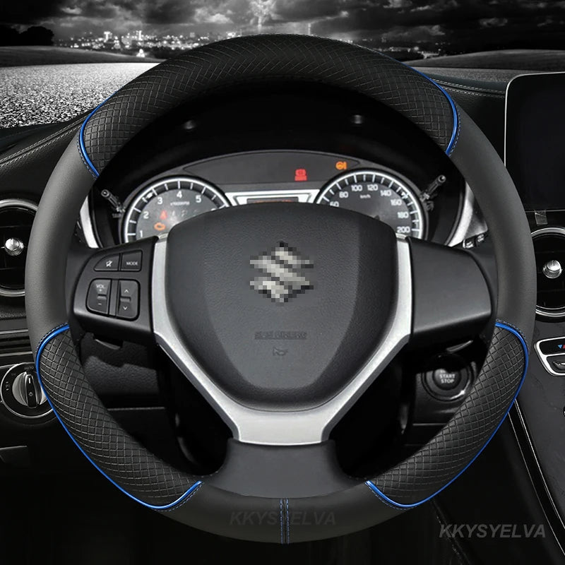 Housse de volant de voiture en cuir PU 38cm pour Suzuki Swift 2011-2016 Vitara 2015-2019 Celerio 2015 - 2019 SX4 S-CROSS 2013-2019