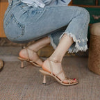 Sandales à Lanières de Rinçage pour Femme, Estivale, Sexy, ix, Parka Ouverte, Talons Hauts, Mode, Beige, Abricot, Un Mot, 2026