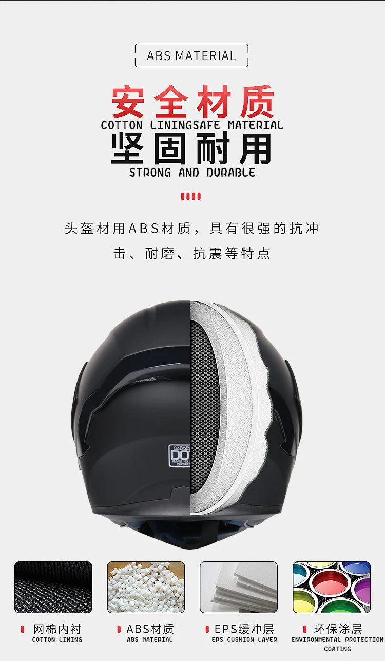 D'expériences de moto à double visière, casque modulable modulaire, casque intégral approuvé par le DOT, casque de course de moto, casque de motocross, DOT