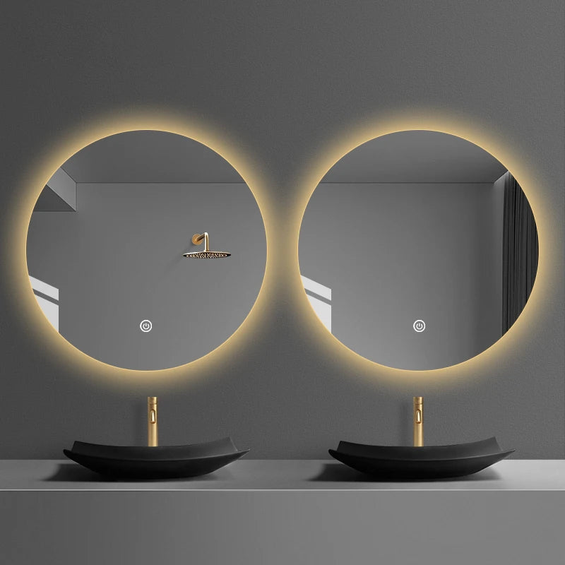 Customized Circular Bathroom LED Wall Mirror Factory Wall Mounted Backlight Mirror Hotel Adjustable Brightness Color Temperature