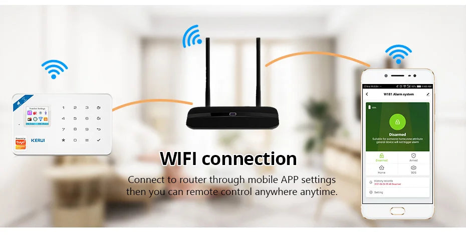 KERUI W184-Capteur de mouvement intelligent Tuya, 4G, WiFi, 101 unité de système d'alarme, sans fil, compatible Alexa, anti-cambriolage, contrôle à domicile