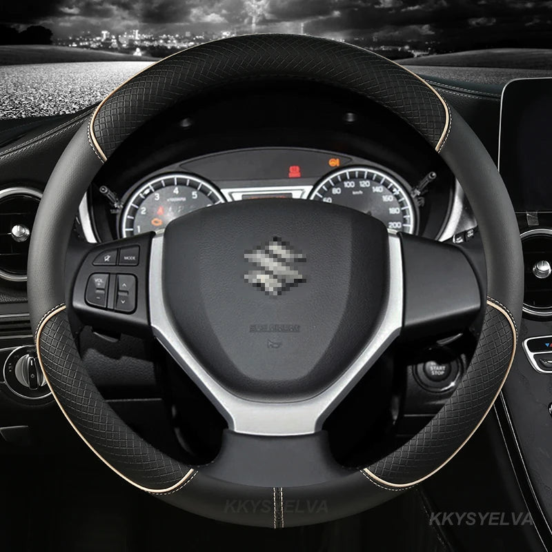 Housse de volant de voiture en cuir PU 38cm pour Suzuki Swift 2011-2016 Vitara 2015-2019 Celerio 2015 - 2019 SX4 S-CROSS 2013-2019