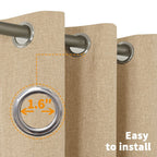 Winter Thermal Insulated Blackout Curtains for Bedroom & Living Room Full-Window Grommets Drapes in Black Blackout Room